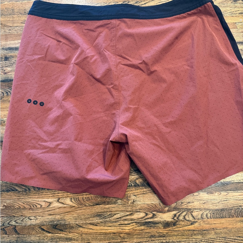 Vuori Men's Swim Board Shorts in Rust and Black